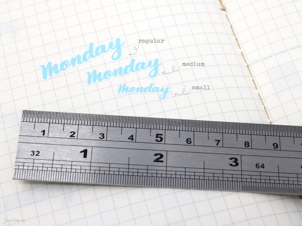 Days of The Week Script Bujo Planner Stickers: 1in (25 mm) 1.5in (38 mm) 1.75in (45 mm) wide