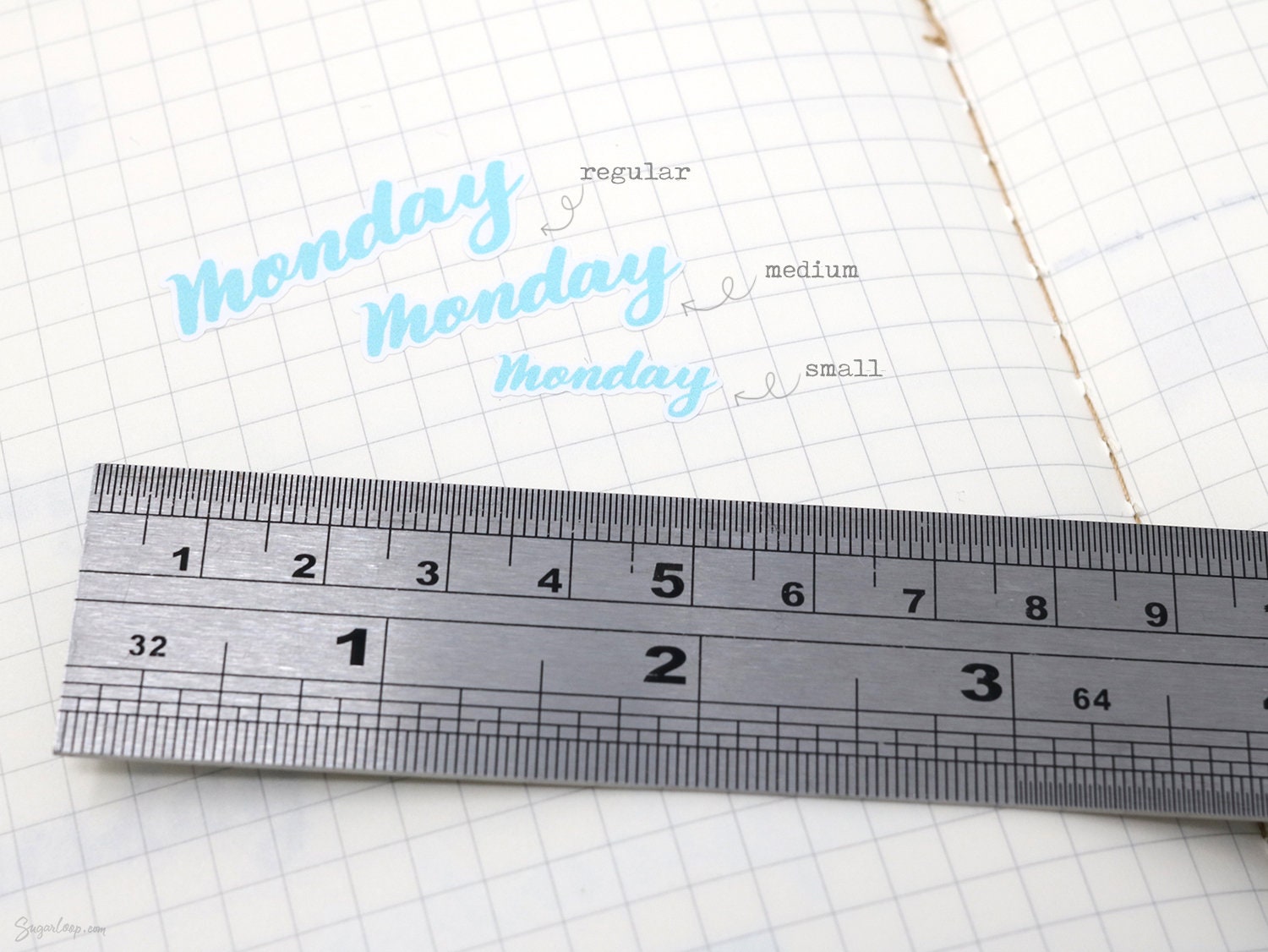 Days of The Week Script Bujo Planner Stickers: 1in (25 mm) 1.5in (38 mm) 1.75in (45 mm) wide