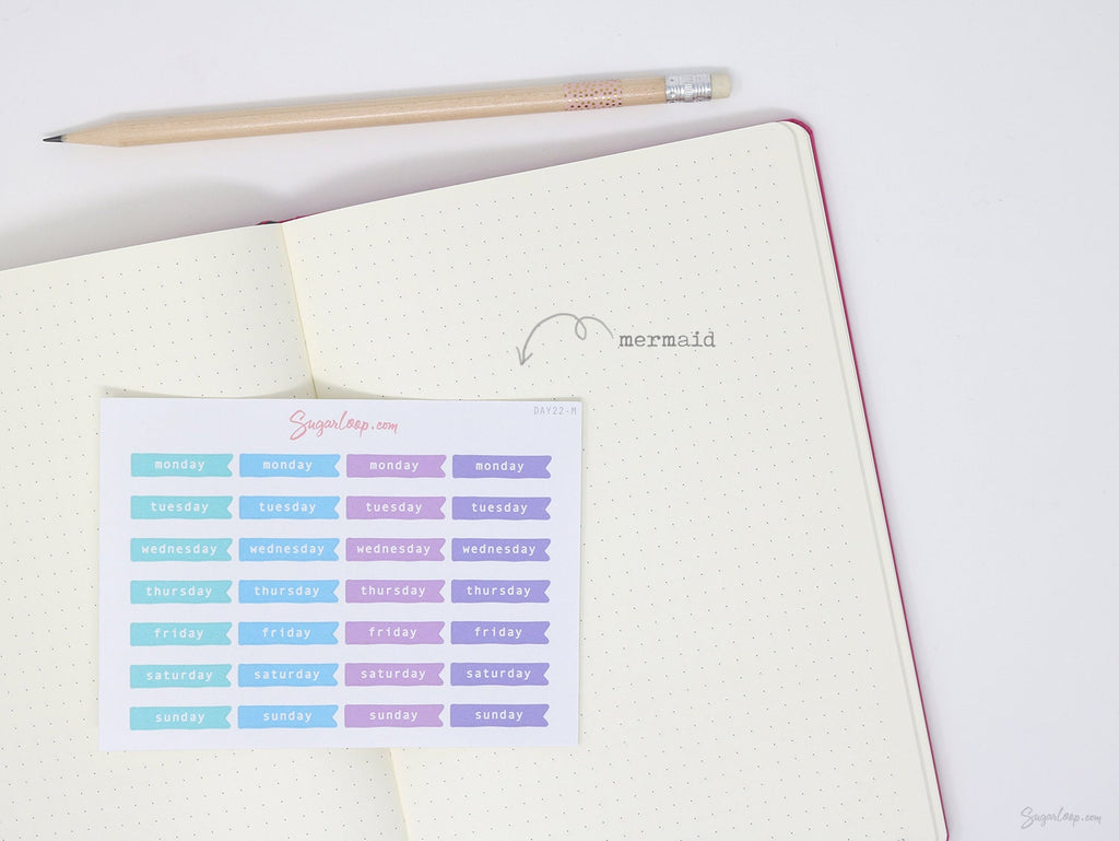 Days of The Week Flag Planners Sticker Bundle: 1 inch (24 mm)