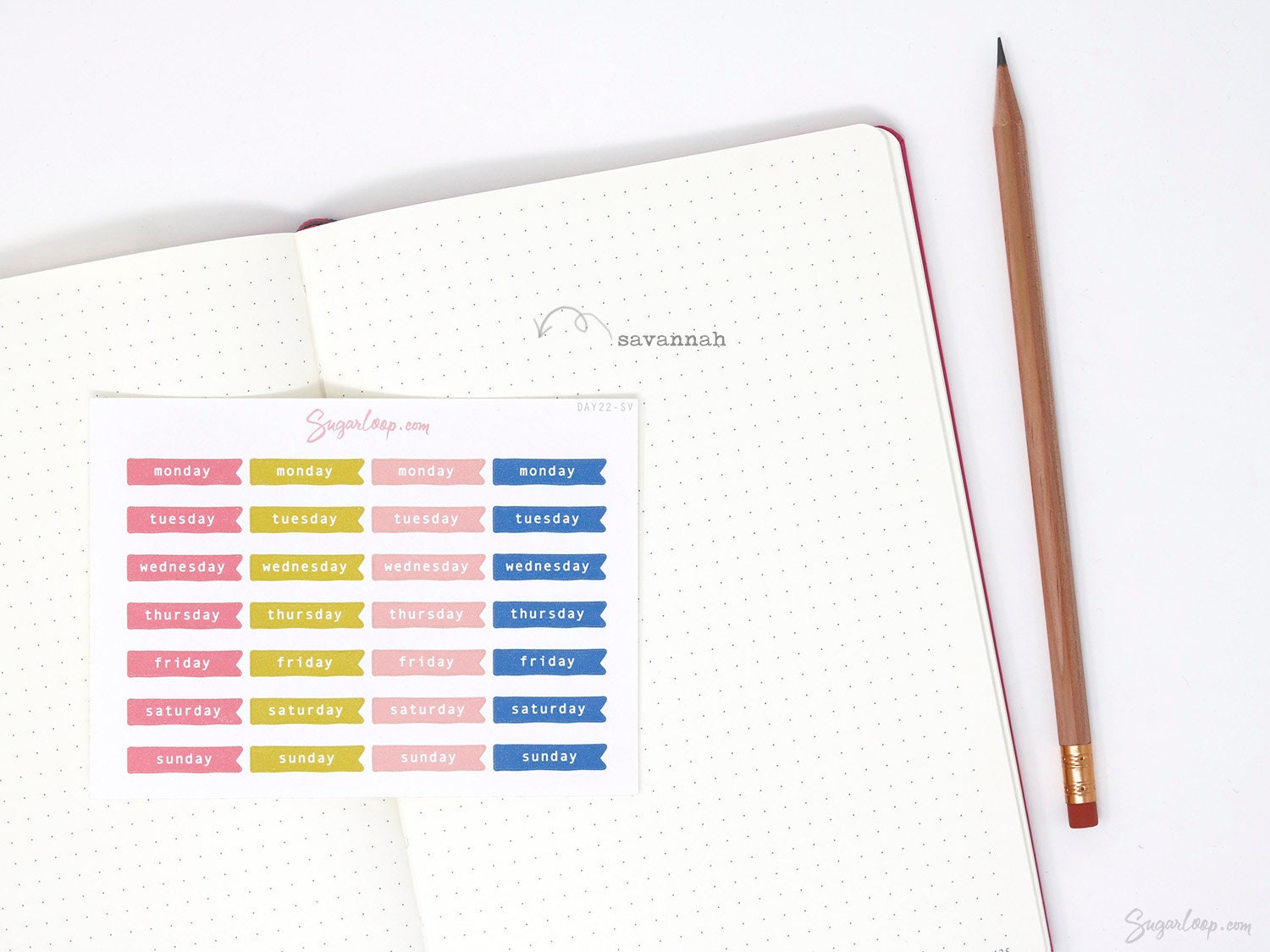 Days of The Week Flag Planners Sticker Bundle: 1 inch (24 mm)