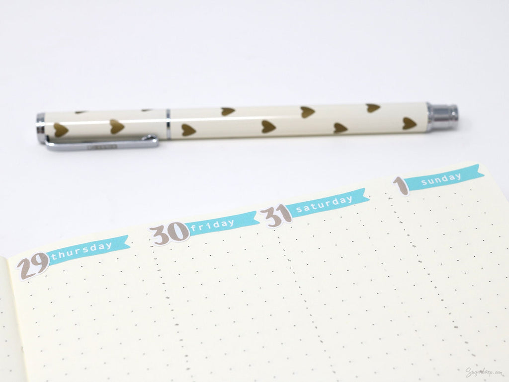 Days of The Week Flag Planners Sticker Bundle: 1 inch (24 mm)