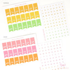 Colorful Days Of The Week Flag & Date Dots Bujo Planner Stickers: 0.5 inch (24 mm) Wide