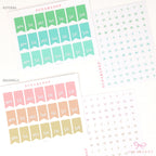 Colorful Days Of The Week Flag & Date Dots Bujo Planner Stickers: 0.5 inch (24 mm) Wide