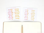 Bundle - Days of The Week Watercolor Script Bujo Planner Stickers: 1in (25 mm) 1.5in (38 mm) Wide