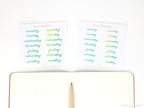 Bundle - Days of The Week Watercolor Script Bujo Planner Stickers: 1in (25 mm) 1.5in (38 mm) Wide