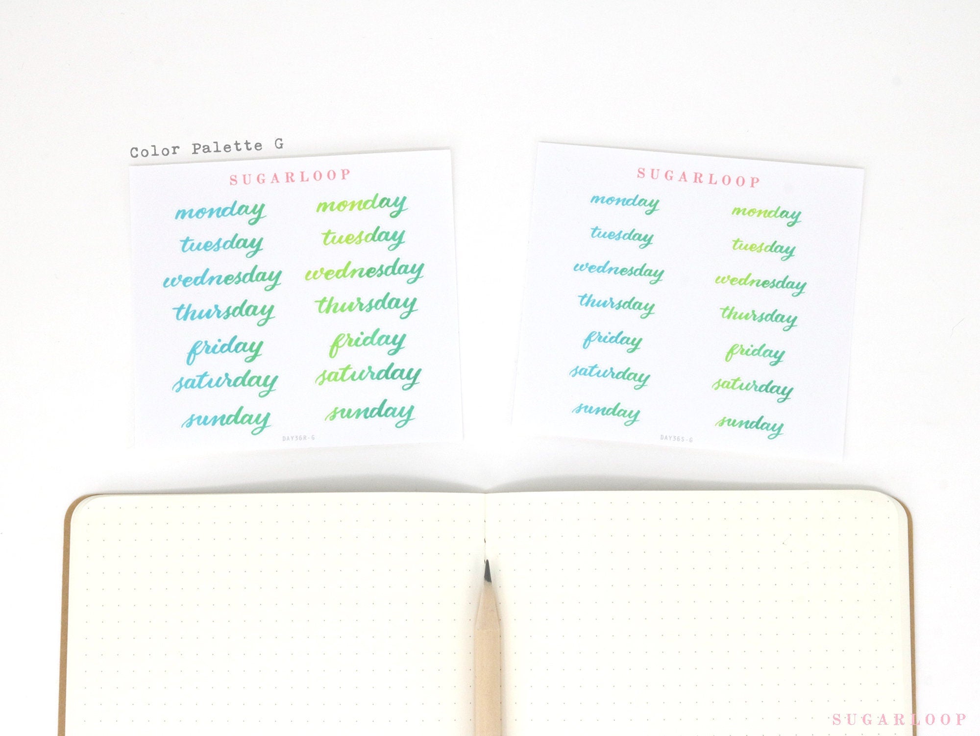 Watercolor Days Of The Week Bujo Planner Stickers: 1.25in (31mm) & 1.5in (40 mm)
