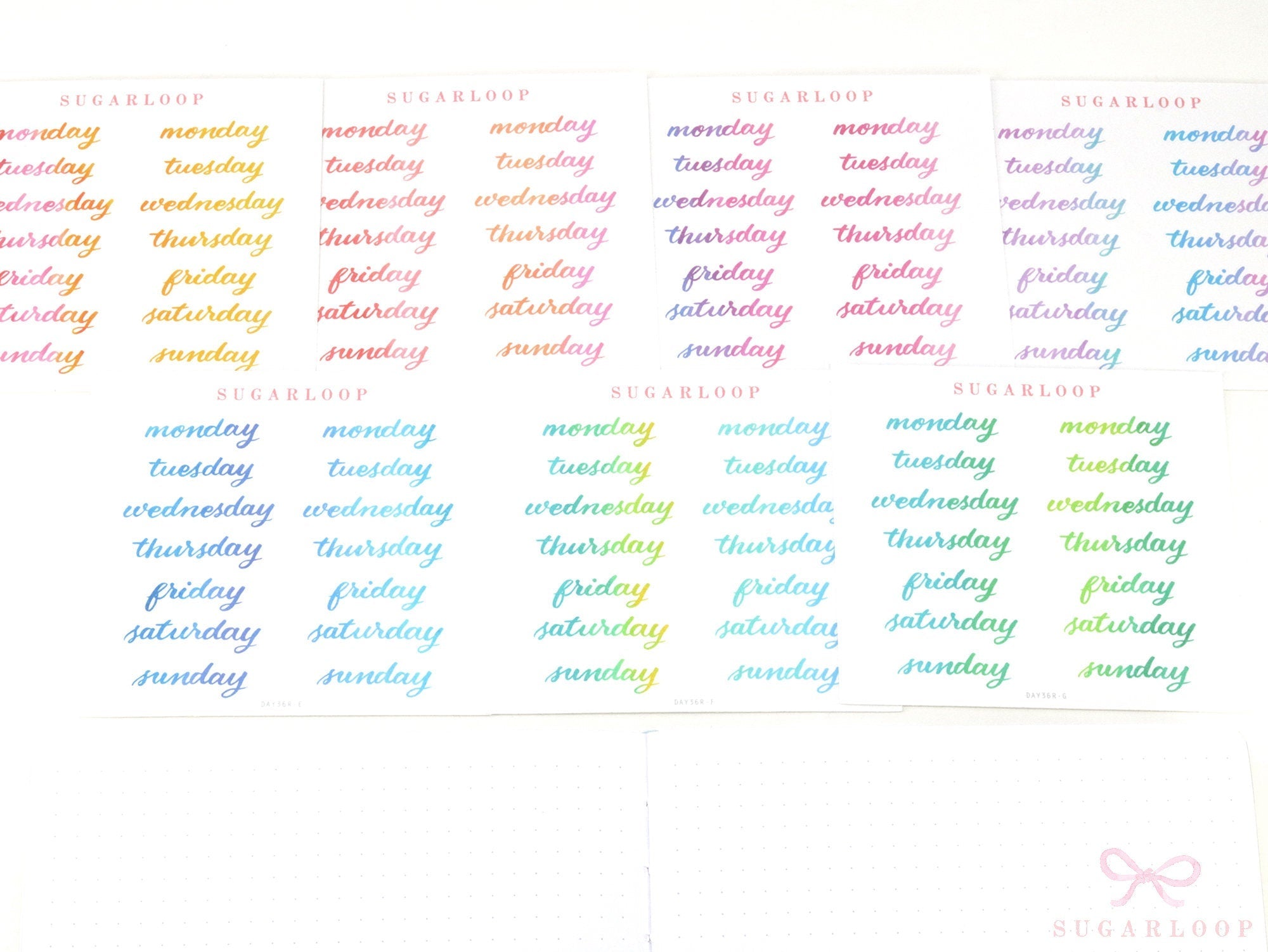 Watercolor Days Of The Week Bujo Planner Stickers: 1.25in (31mm) & 1.5in (40 mm)