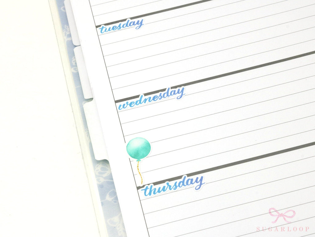 Watercolor Days Of The Week Bujo Planner Stickers: 1.25in (31mm) & 1.5in (40 mm)