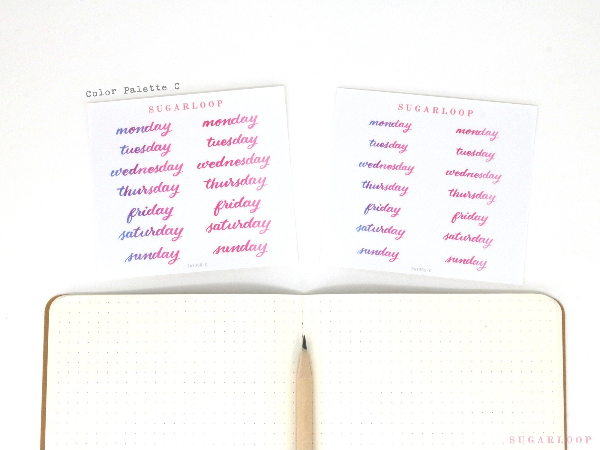 Watercolor Days Of The Week Bujo Planner Stickers: 1.25in (31mm) & 1.5in (40 mm)