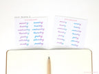 Watercolor Days Of The Week Bujo Planner Stickers: 1.25in (31mm) & 1.5in (40 mm)