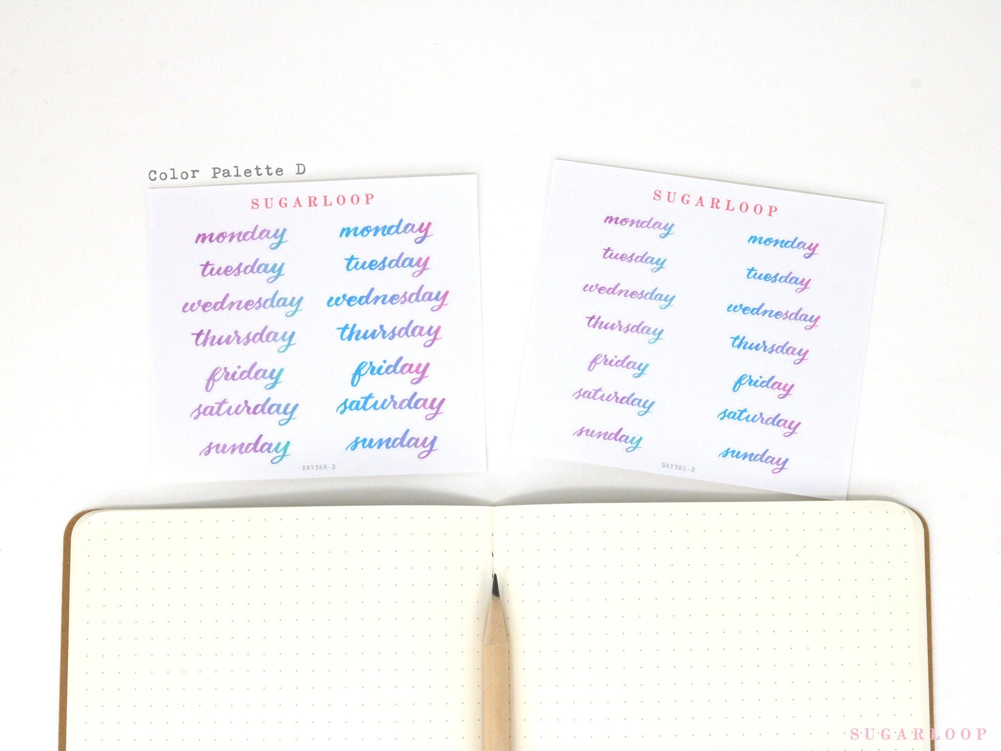 Watercolor Days Of The Week Bujo Planner Stickers: 1.25in (31mm) & 1.5in (40 mm)
