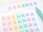Watercolor Flag Days of The Week Planner and Journal Stickers: Hand lettered