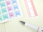 Watercolor Flag Days of The Week Planner and Journal Stickers: Hand lettered