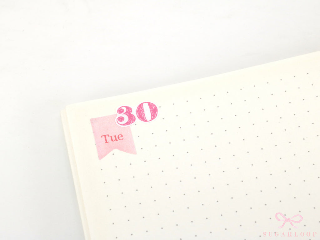Watercolor Flag Days of The Week Planner and Journal Stickers: Hand lettered