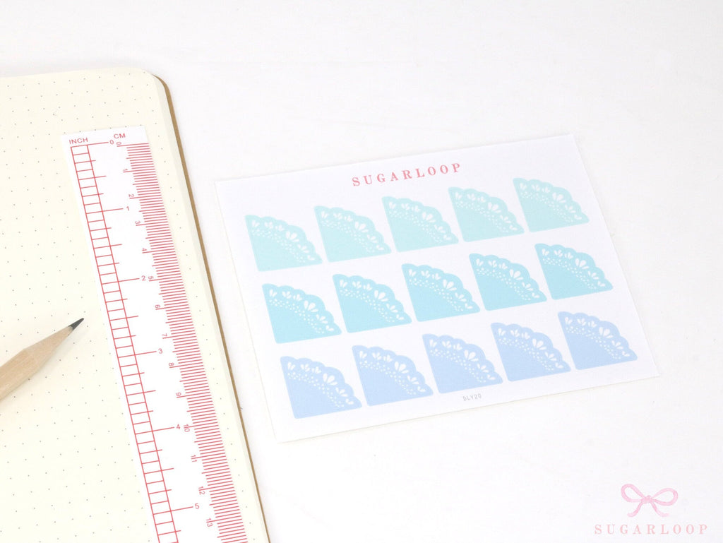 Corner Deco Bujo Planner Stickers: Pastel Doily Style