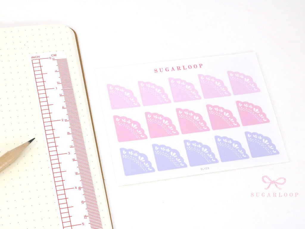 Corner Deco Bujo Planner Stickers: Pastel Doily Style
