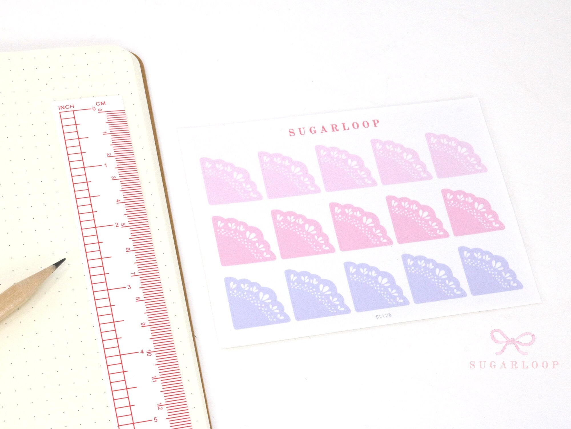 Corner Deco Bujo Planner Stickers: Pastel Doily Style