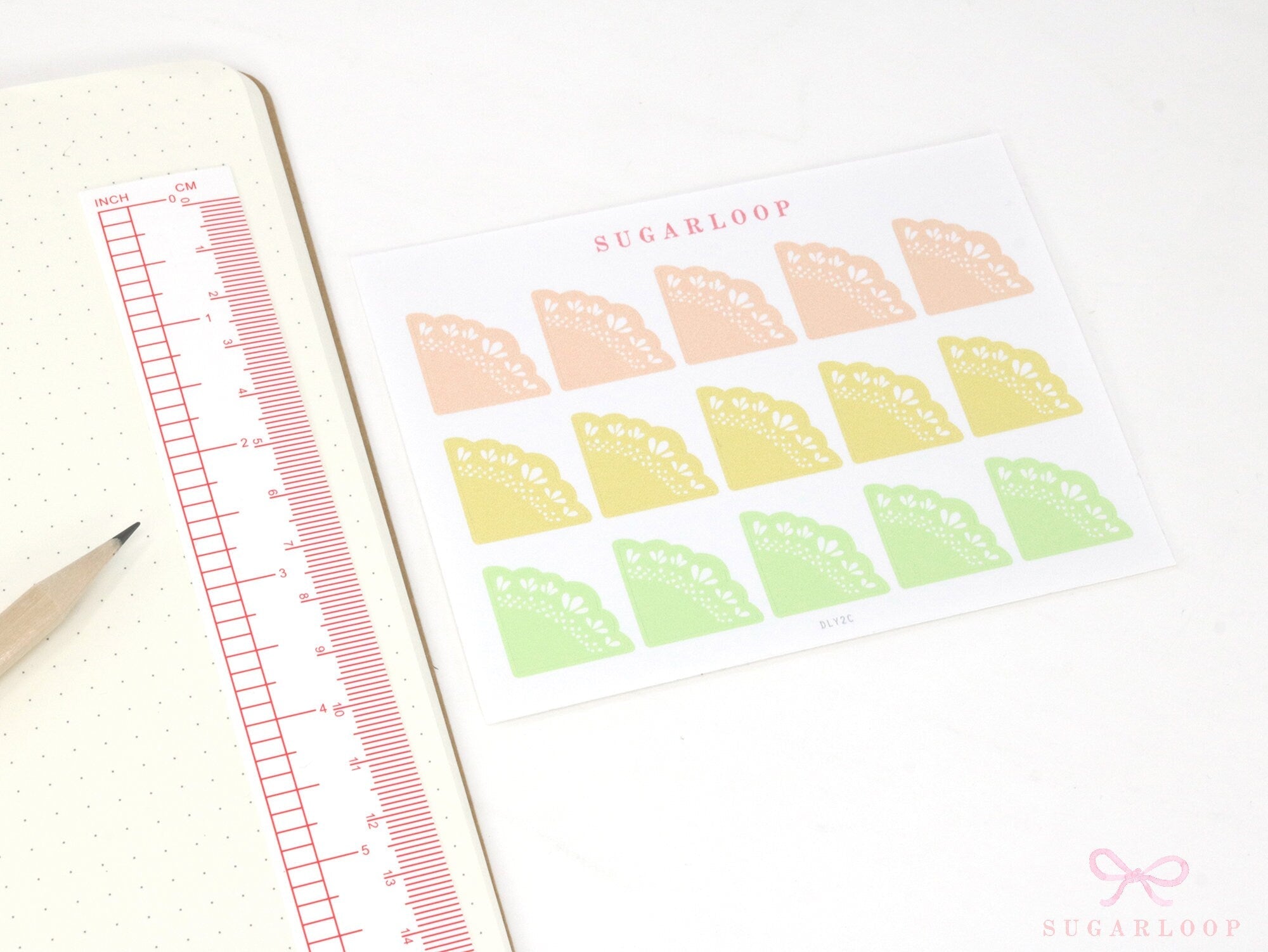 Corner Deco Bujo Planner Stickers: Pastel Doily Style