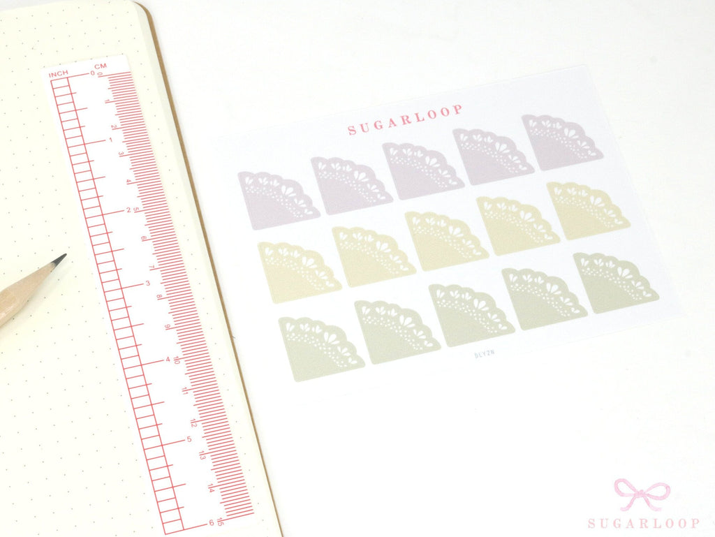 Corner Deco Bujo Planner Stickers: Pastel Doily Style