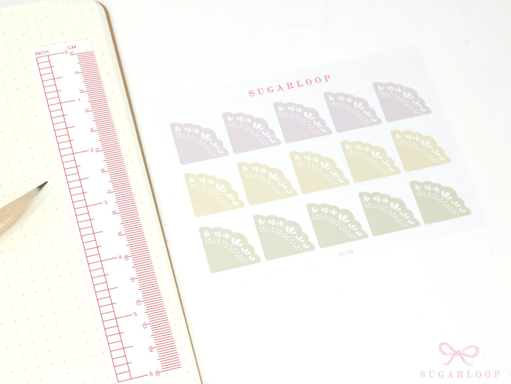 Corner Deco Bujo Planner Stickers: Pastel Doily Style