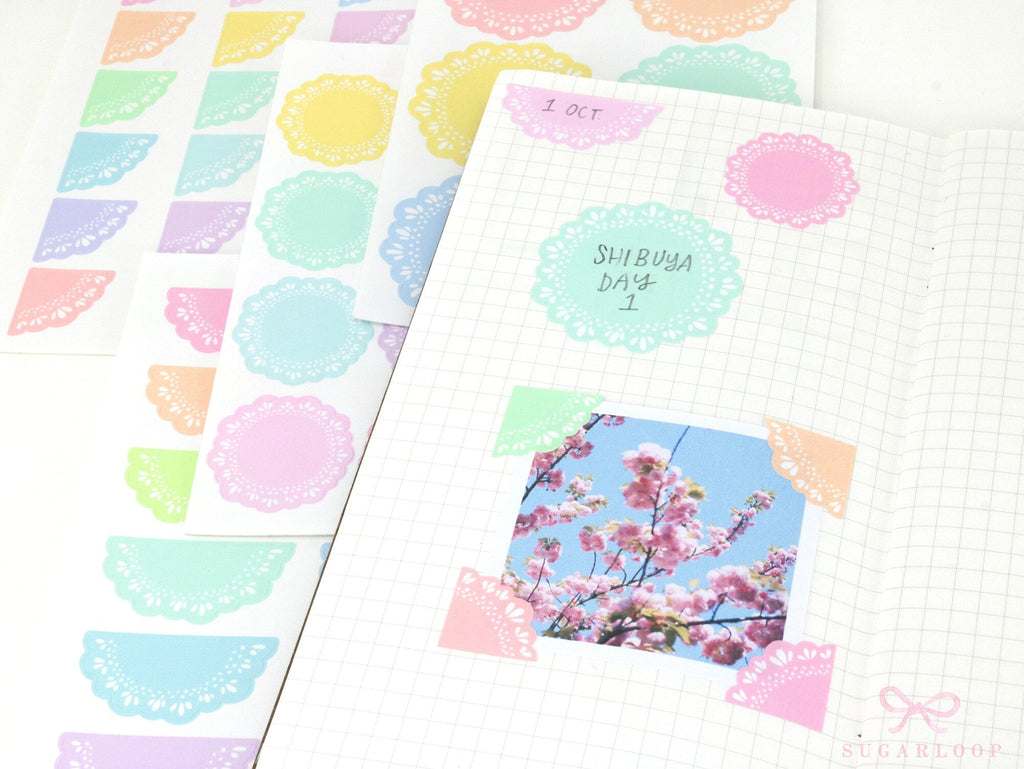 Round Bujo & Planner Deco Label Stickers: Doily Style