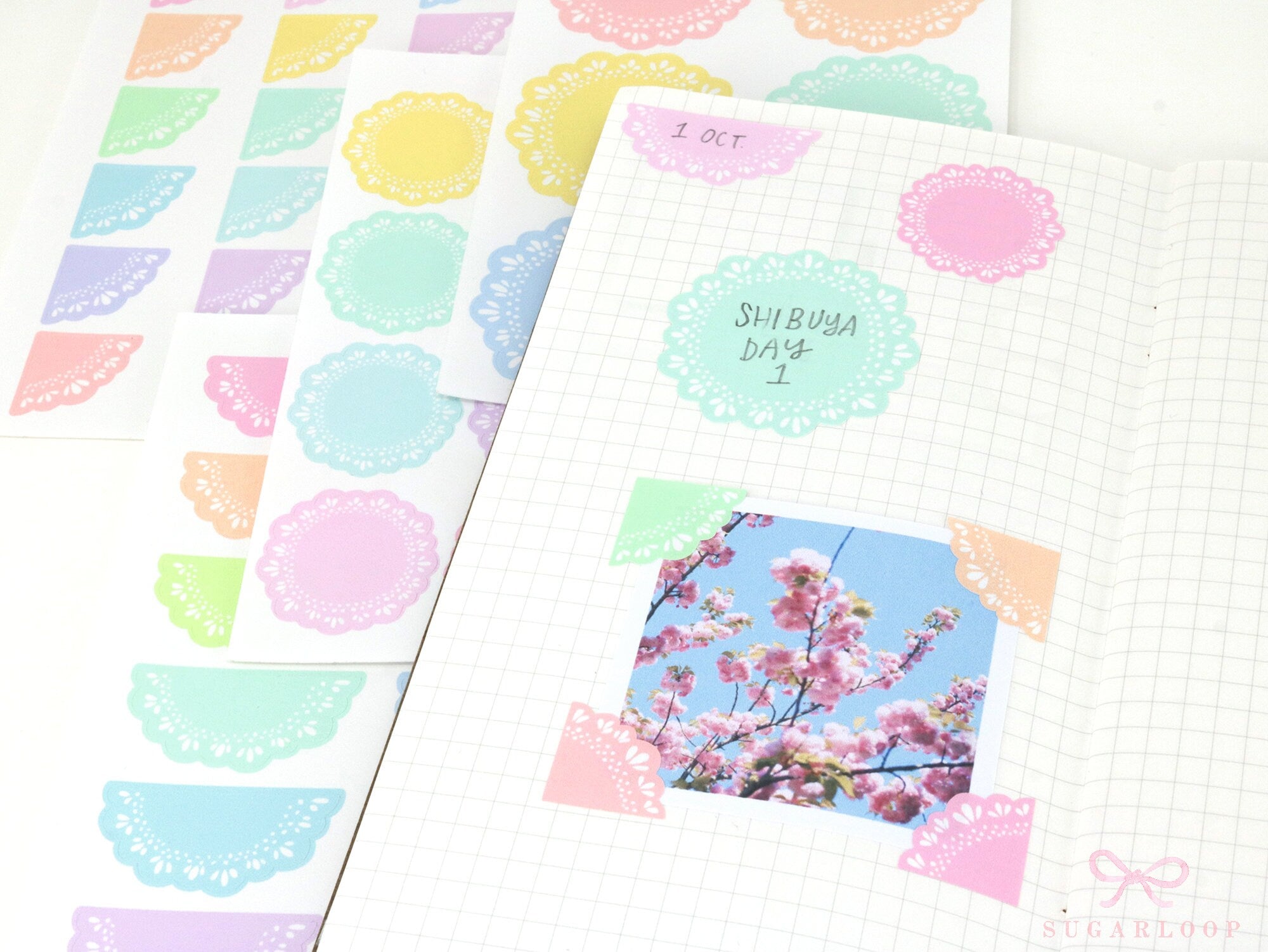 Round Bujo & Planner Deco Label Stickers: Doily Style