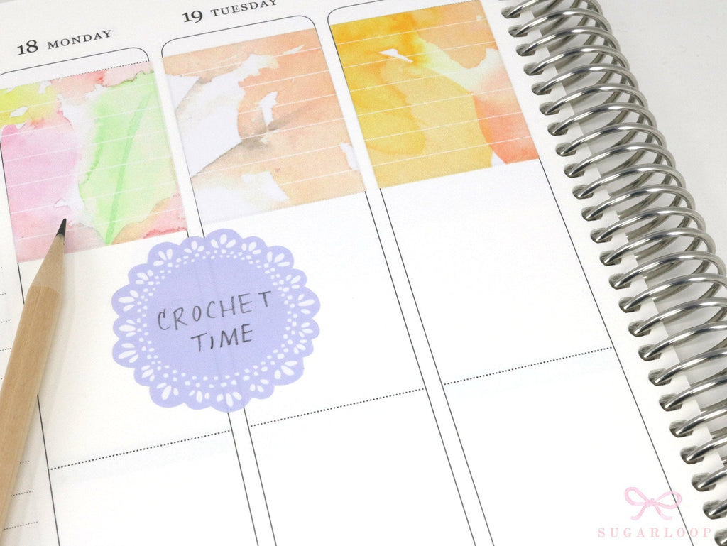 Round Bujo & Planner Deco Label Stickers: Doily Style