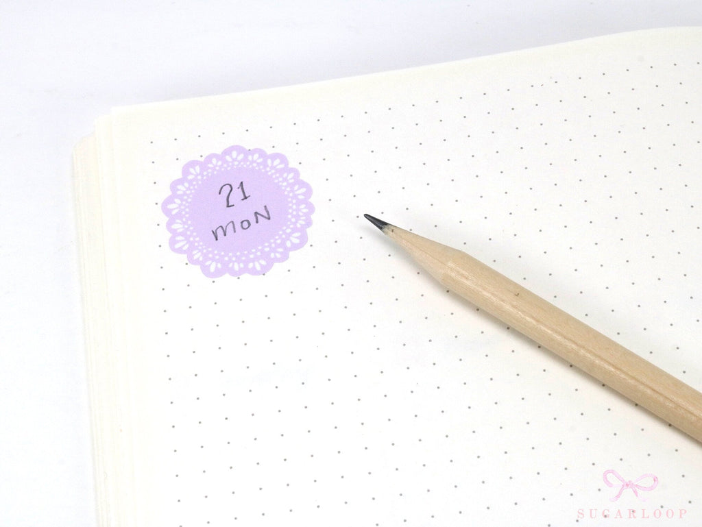 Round Bujo & Planner Deco Label Stickers: Doily Style
