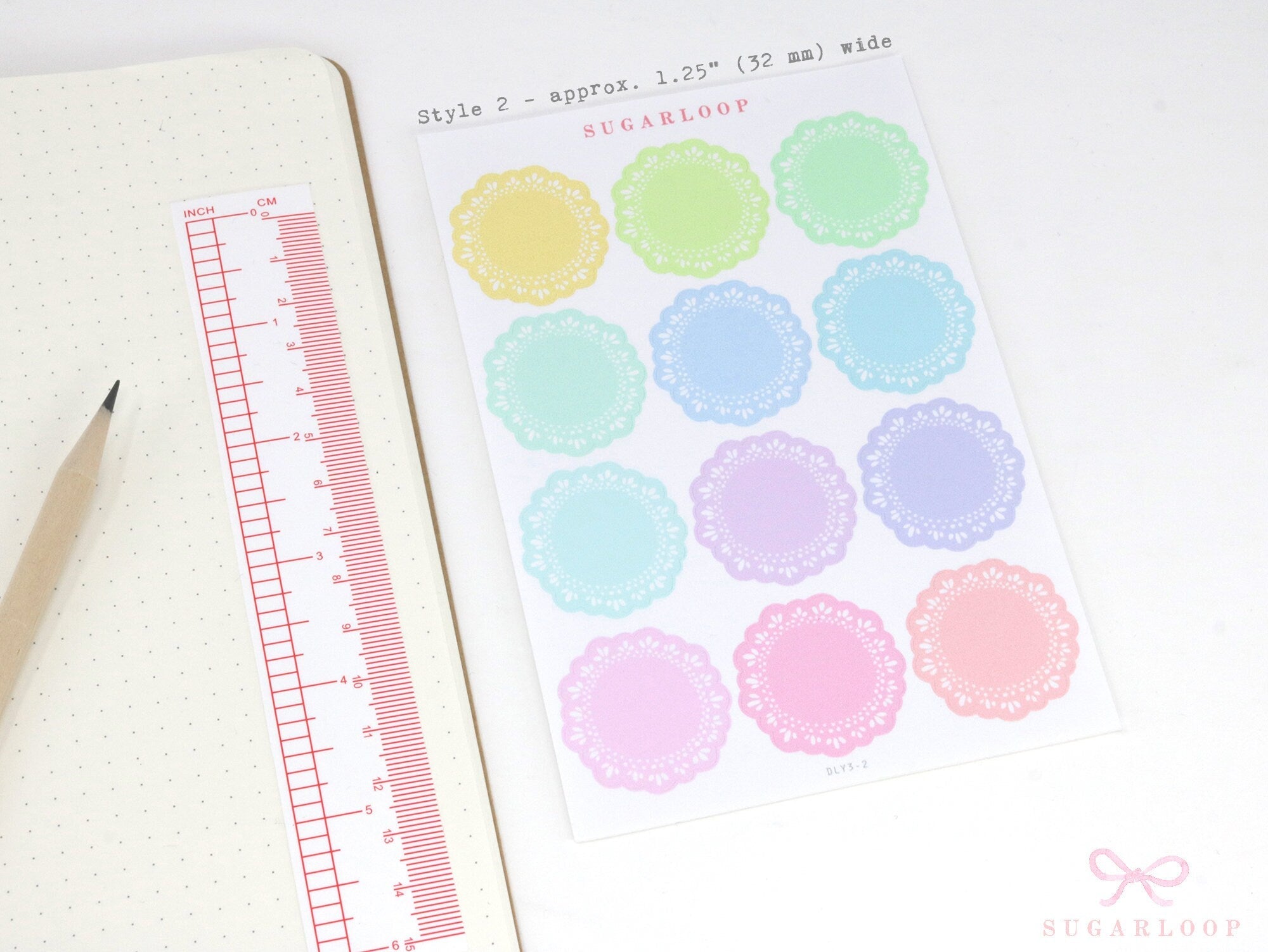 Round Bujo & Planner Deco Label Stickers: Doily Style
