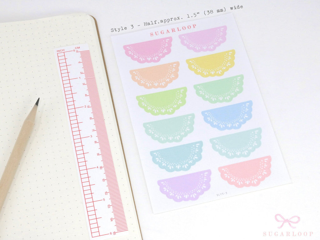 Round Bujo & Planner Deco Label Stickers: Doily Style