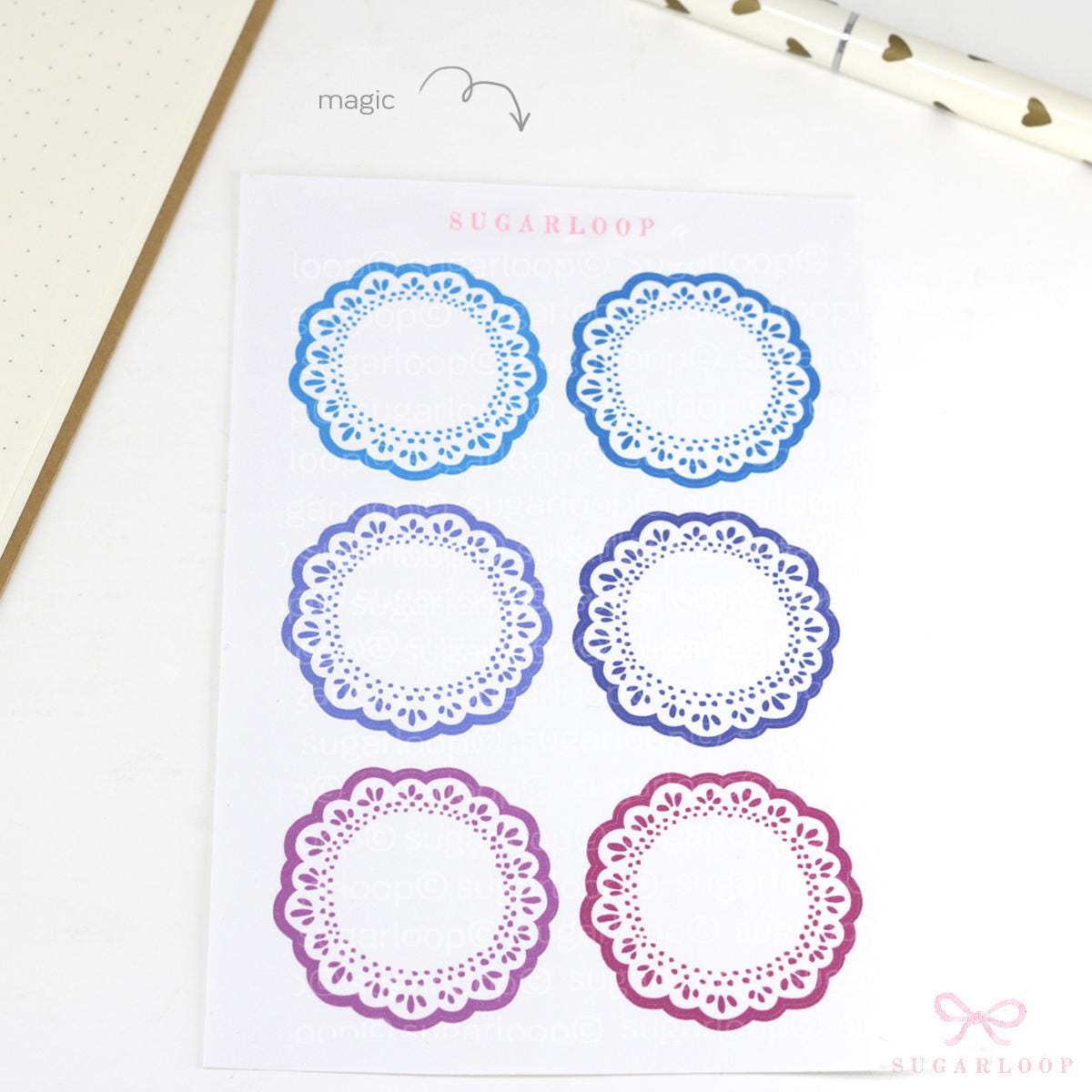 Round Planner and Journal Stickers: Doily Style