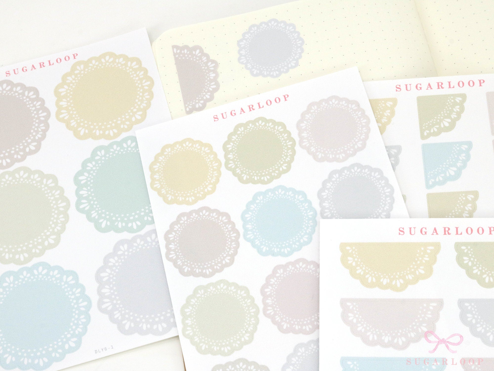 Round Bujo & Planner Deco Label Stickers: Doily Style