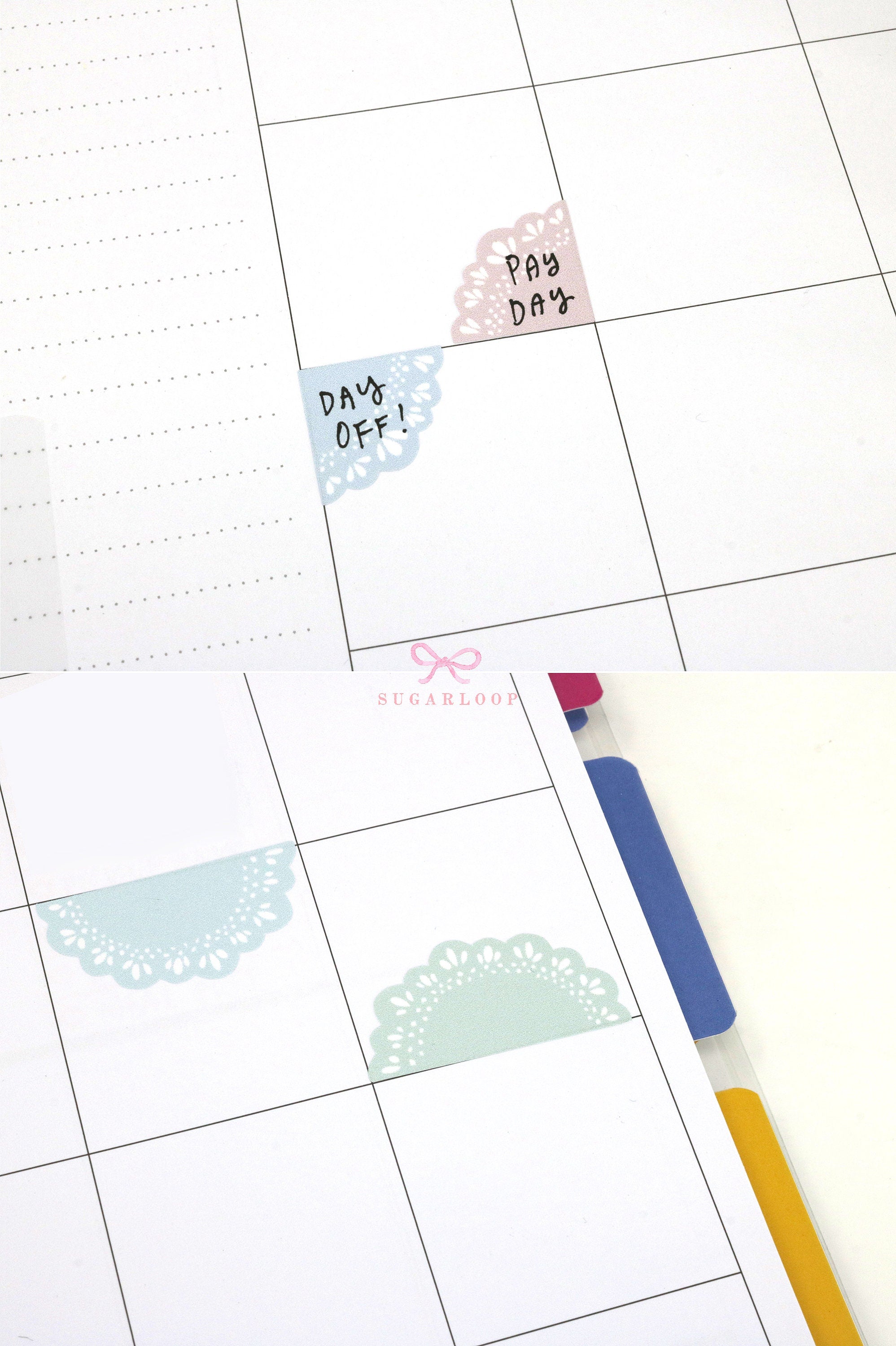 Round Bujo & Planner Deco Label Stickers: Doily Style