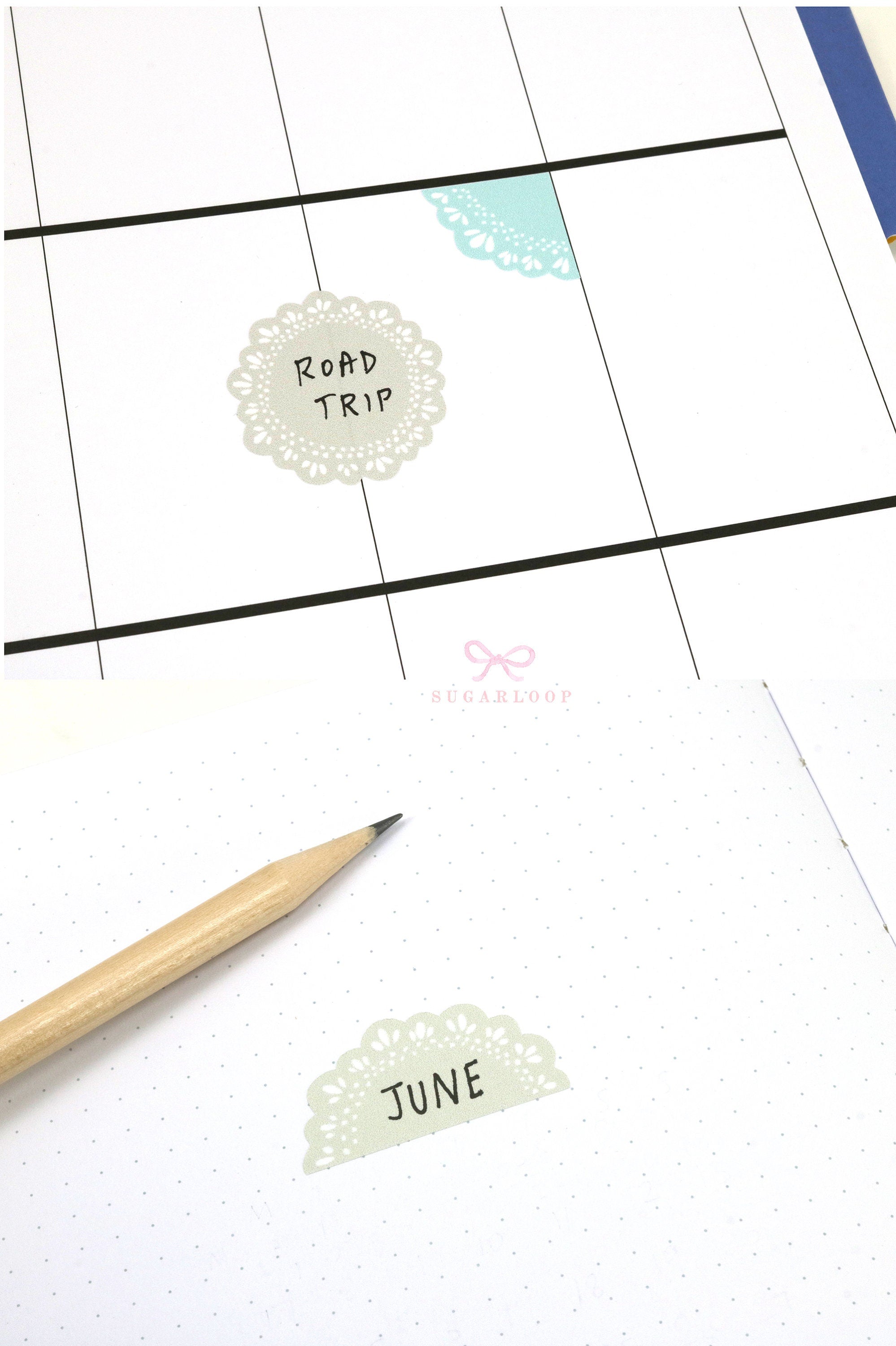Round Bujo & Planner Deco Label Stickers: Doily Style