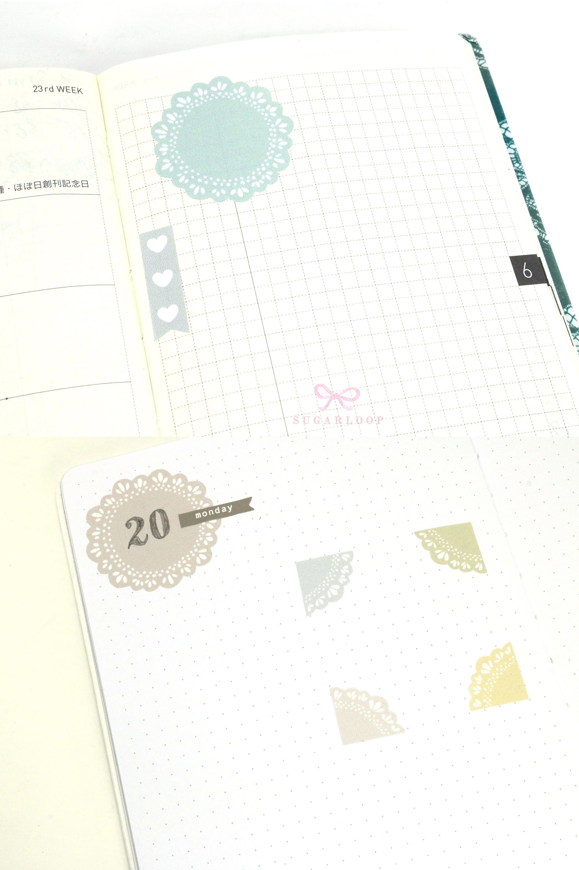 Round Bujo & Planner Deco Label Stickers: Doily Style