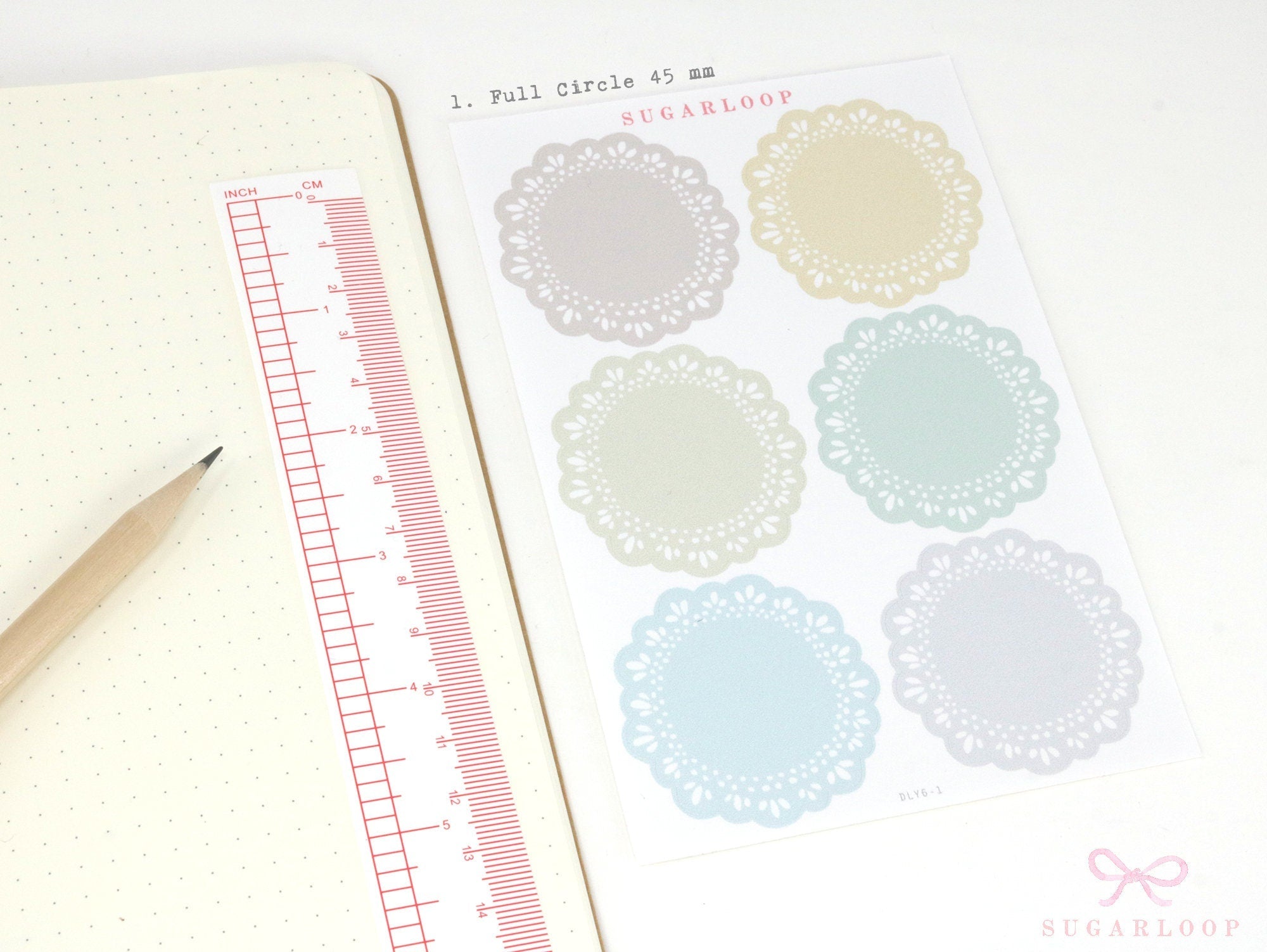 Round Bujo & Planner Deco Label Stickers: Doily Style