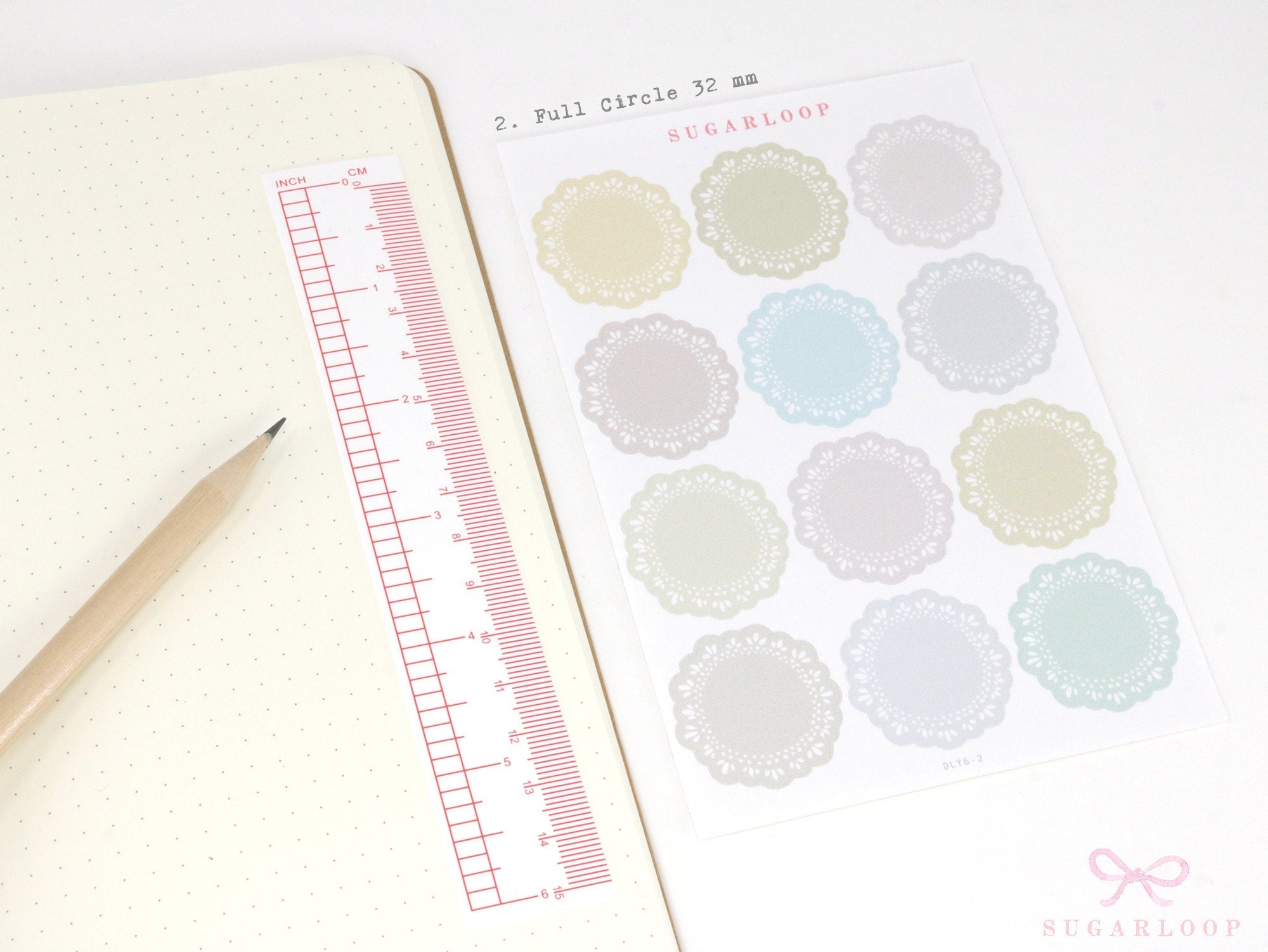 Round Bujo & Planner Deco Label Stickers: Doily Style