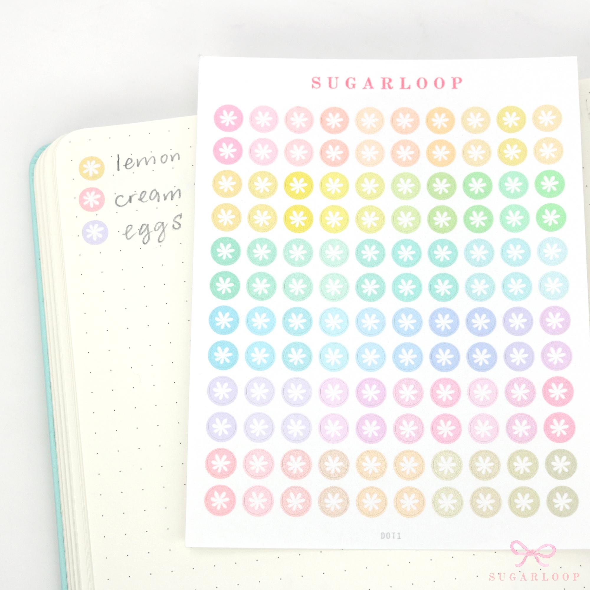 Pastel Mini Dots Asterisk Bujo Planner Stickers: 0.25” (6 mm)
