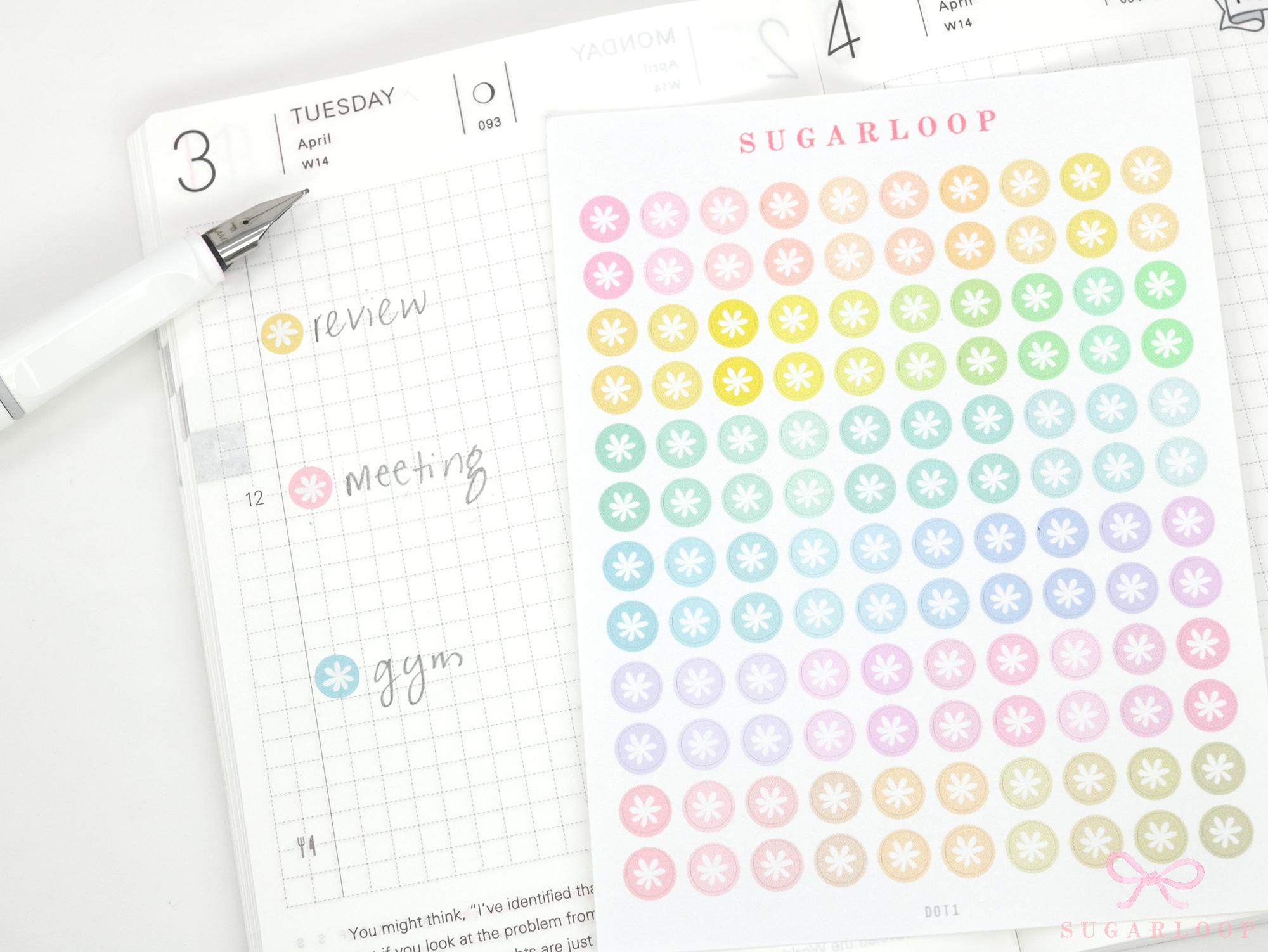 Pastel Mini Dots Asterisk Bujo Planner Stickers: 0.25” (6 mm)