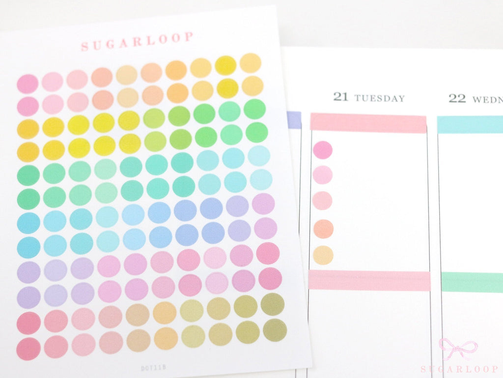 Mini Dots Round Circle Pastel Bujo Planner Stickers: 0.25” (6 mm)