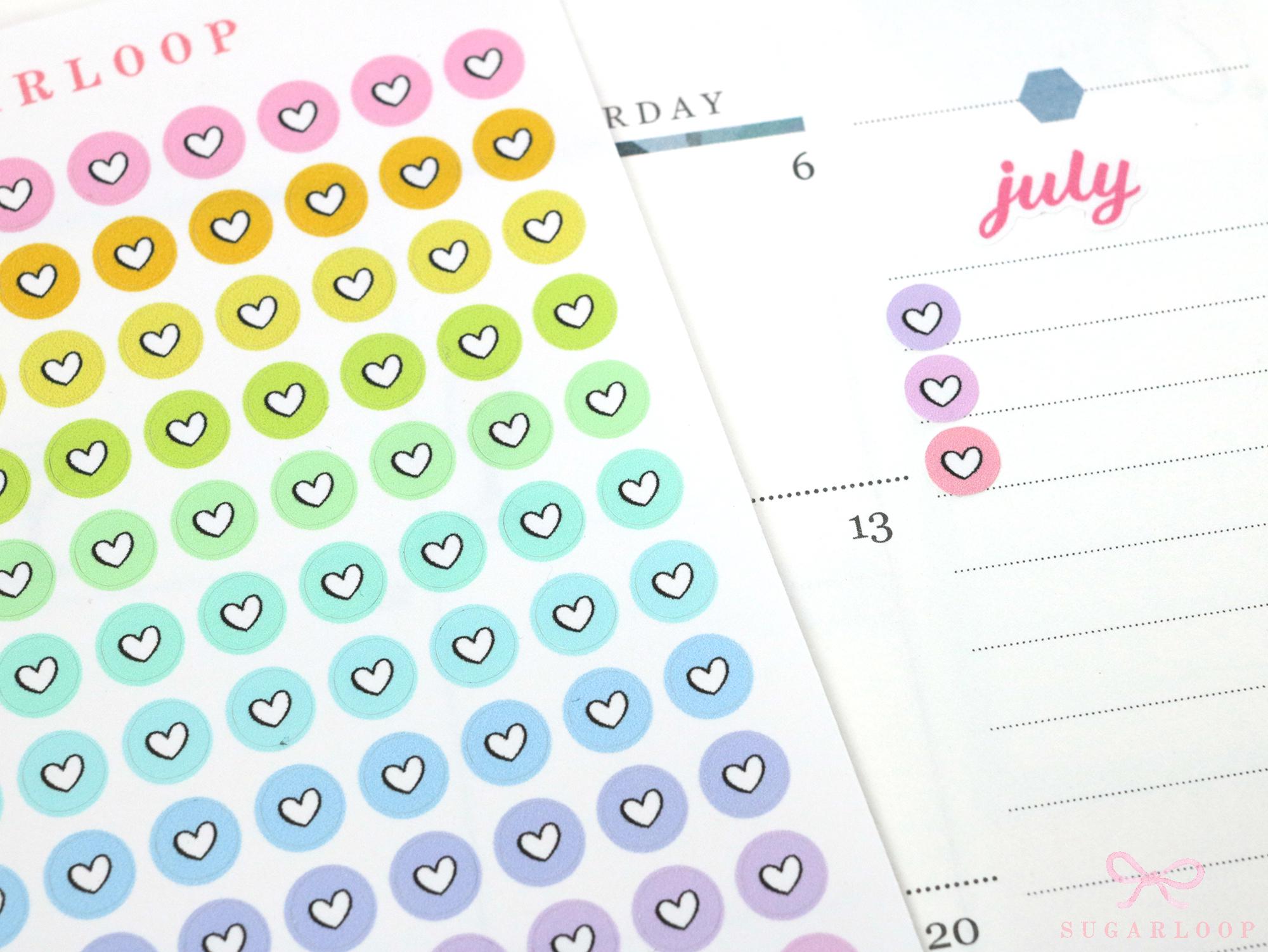 Mini Dots Round Heart Circle Bujo Planner Stickers: 0.25” (6 mm)