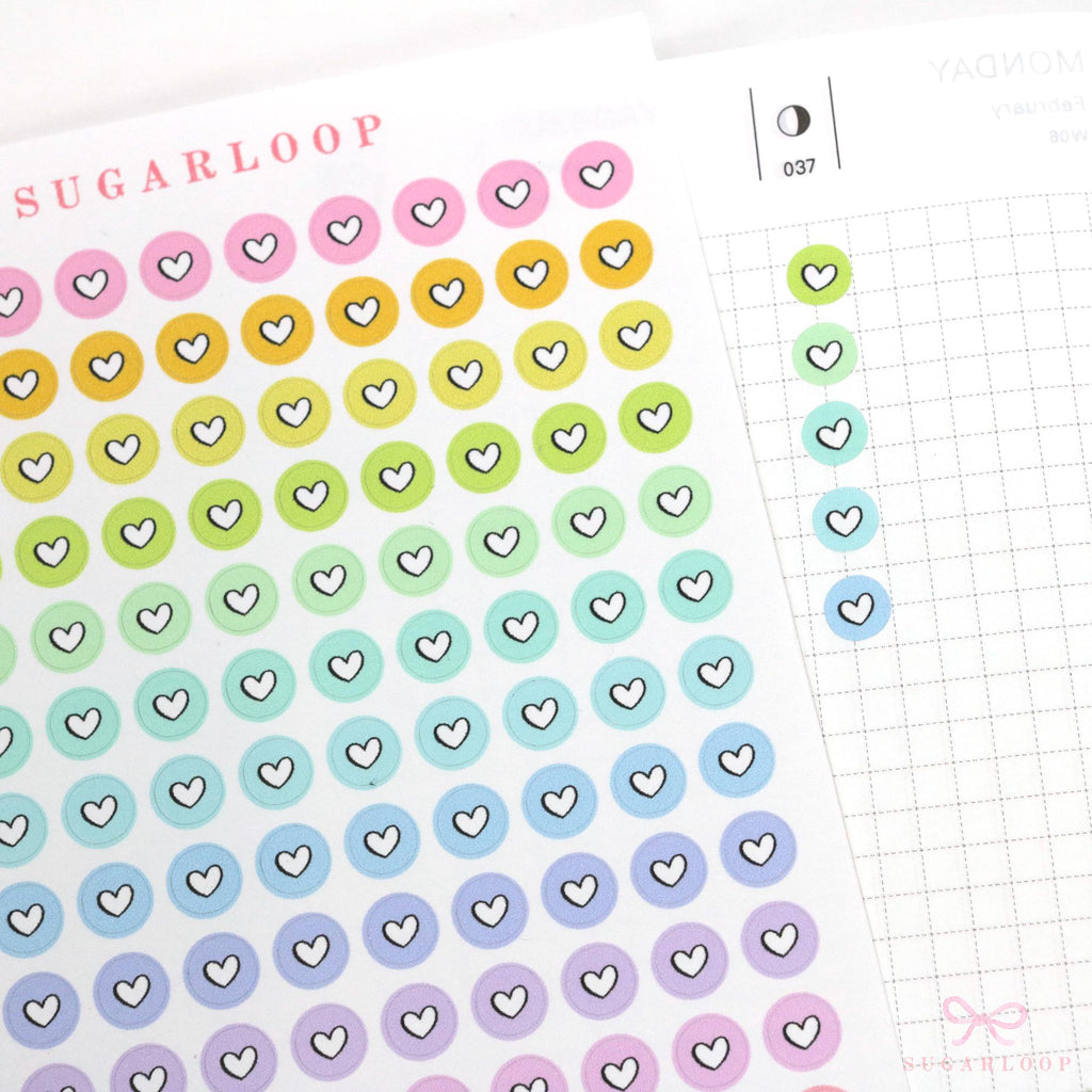 Mini Dots Round Heart Circle Bujo Planner Stickers: 0.25” (6 mm)