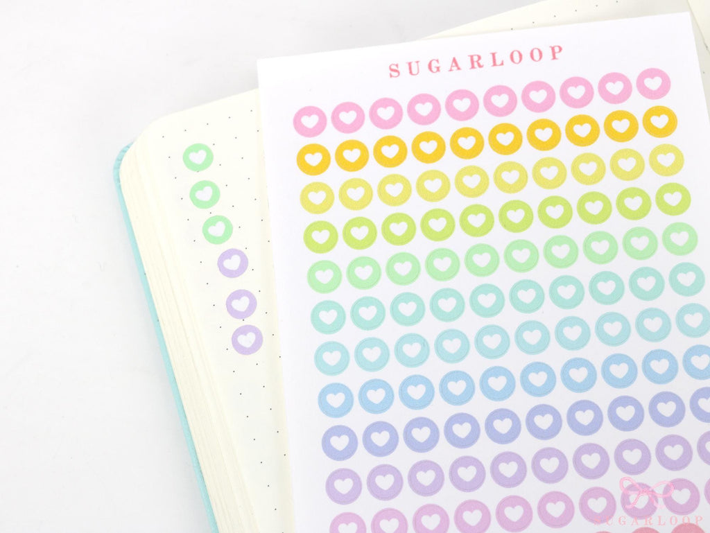 Mini Love Heart Dots Bujo Planner Stickers: 0.25” (6 mm)