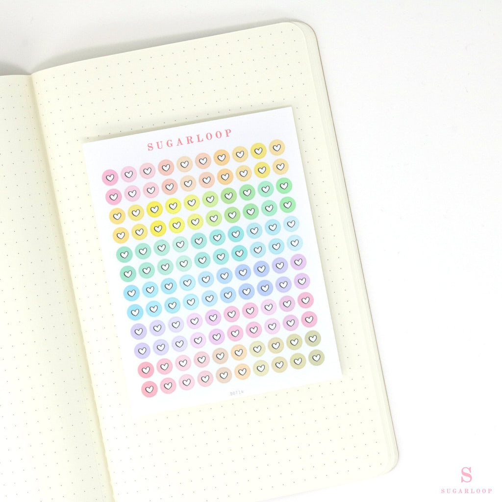 Mini Love Heart Dots Bujo Planner Stickers: 0.25” (6 mm)