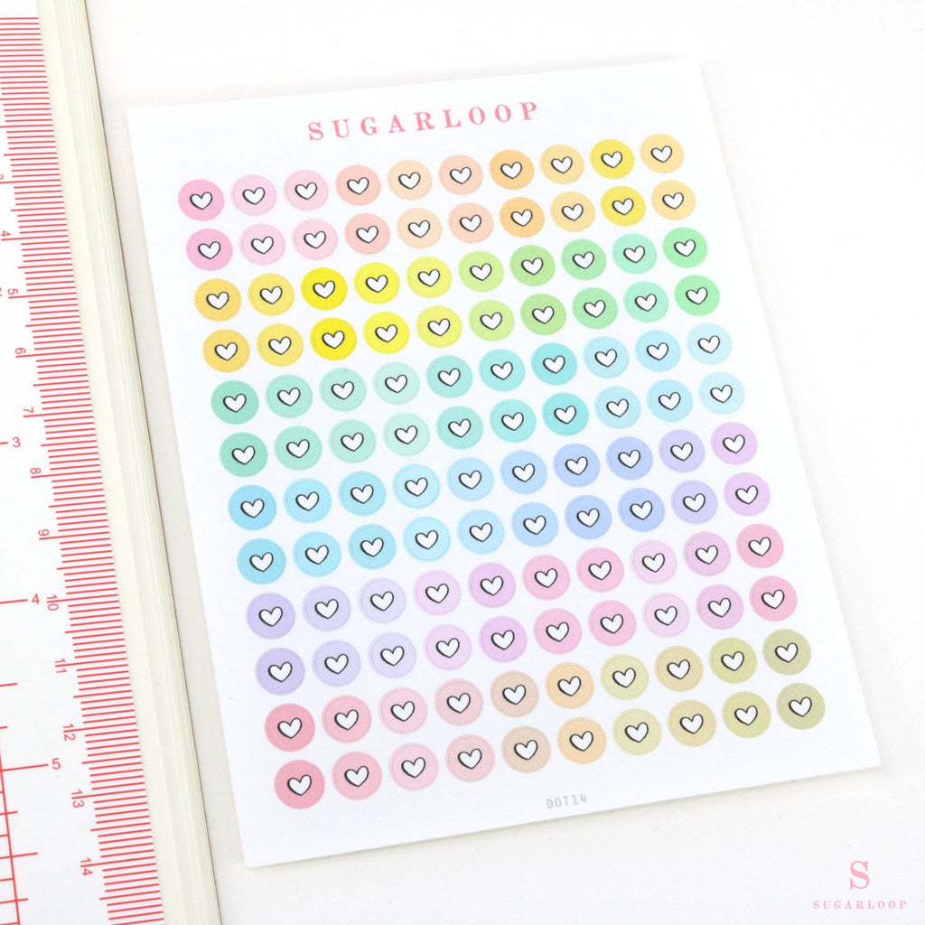 Mini Love Heart Dots Bujo Planner Stickers: 0.25” (6 mm)