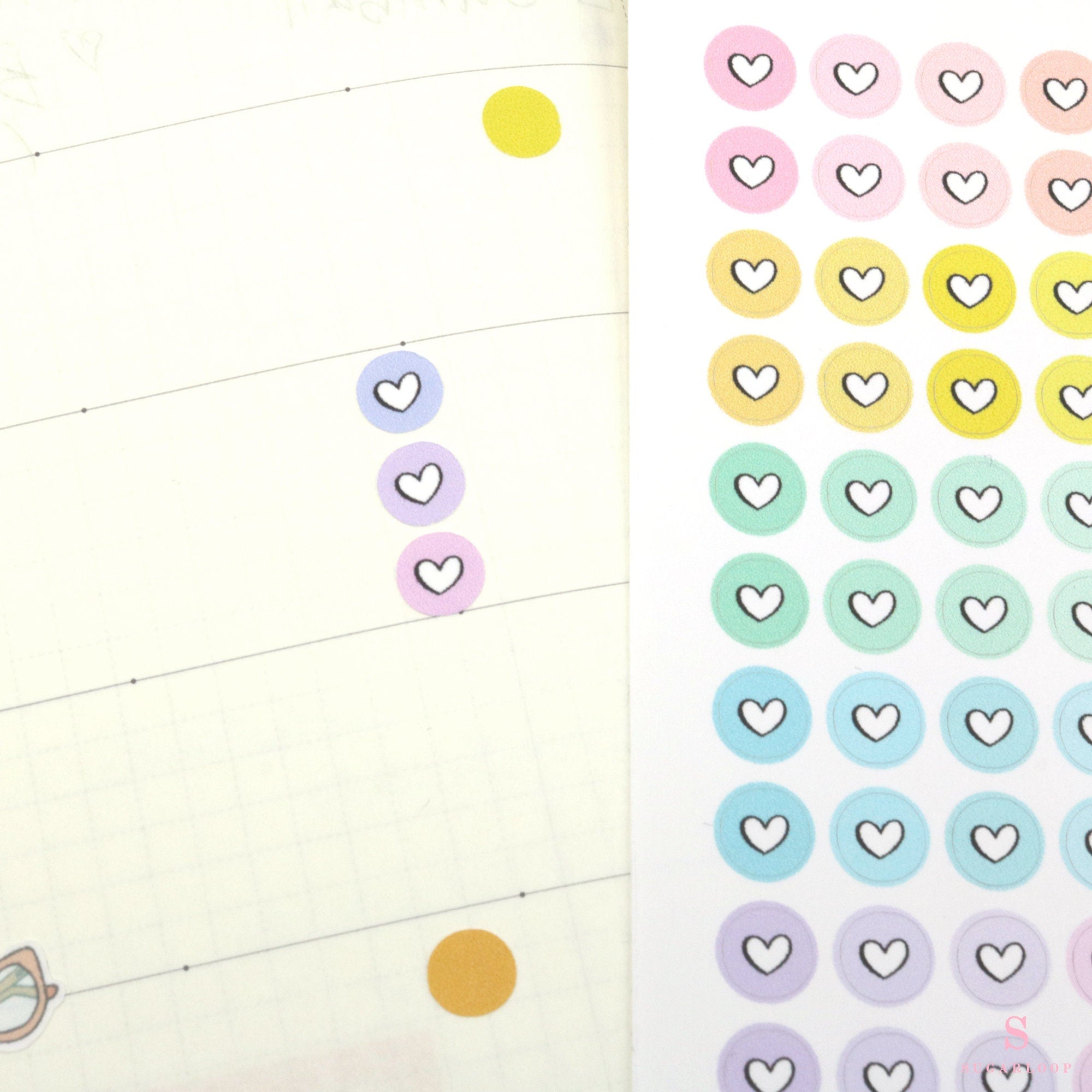 Mini Love Heart Dots Bujo Planner Stickers: 0.25” (6 mm)