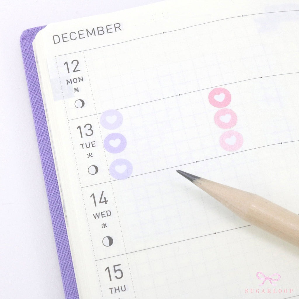 Mini Love Heart Dots Bujo Planner Stickers: 0.25” (6 mm)