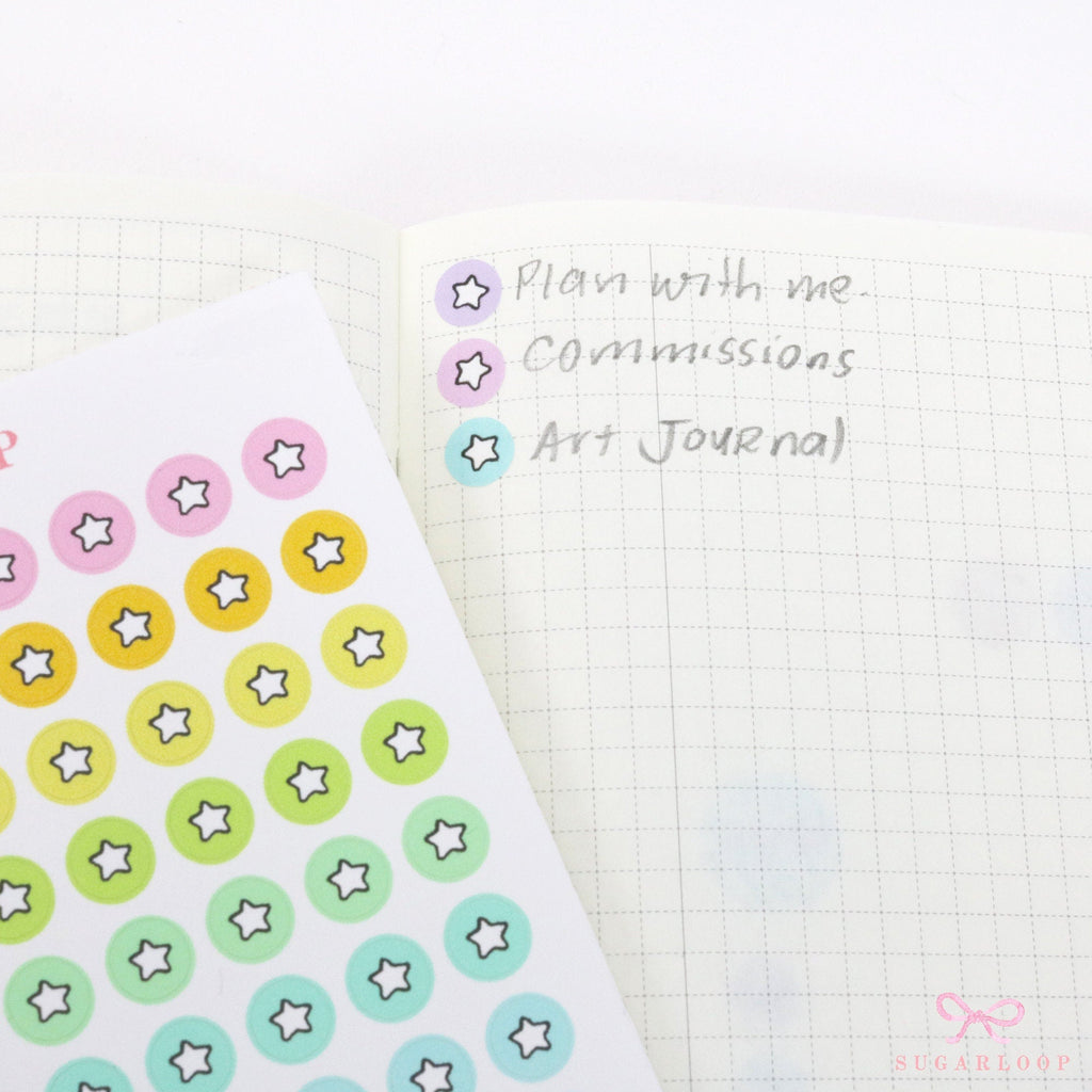Mini Star Dots Bujo Planner Stickers: 0.25”(6 mm)