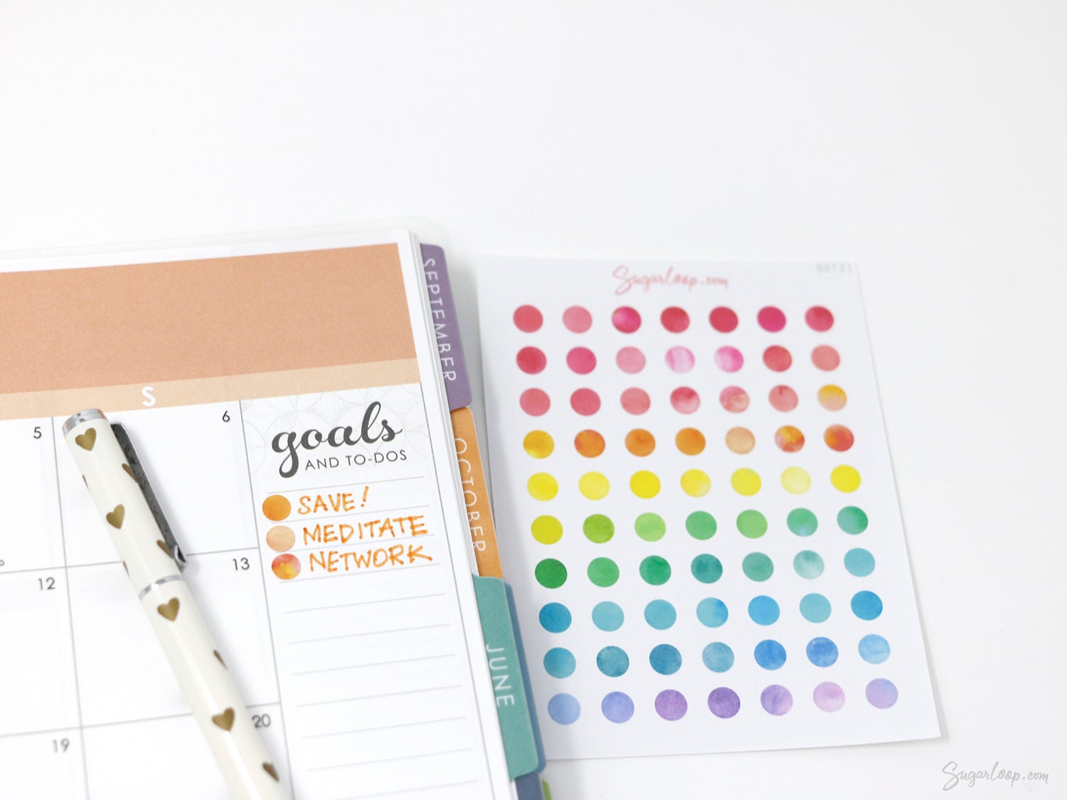 Mini Watercolor Dots Bujo Planner Stickers: 0.25”(6 mm)