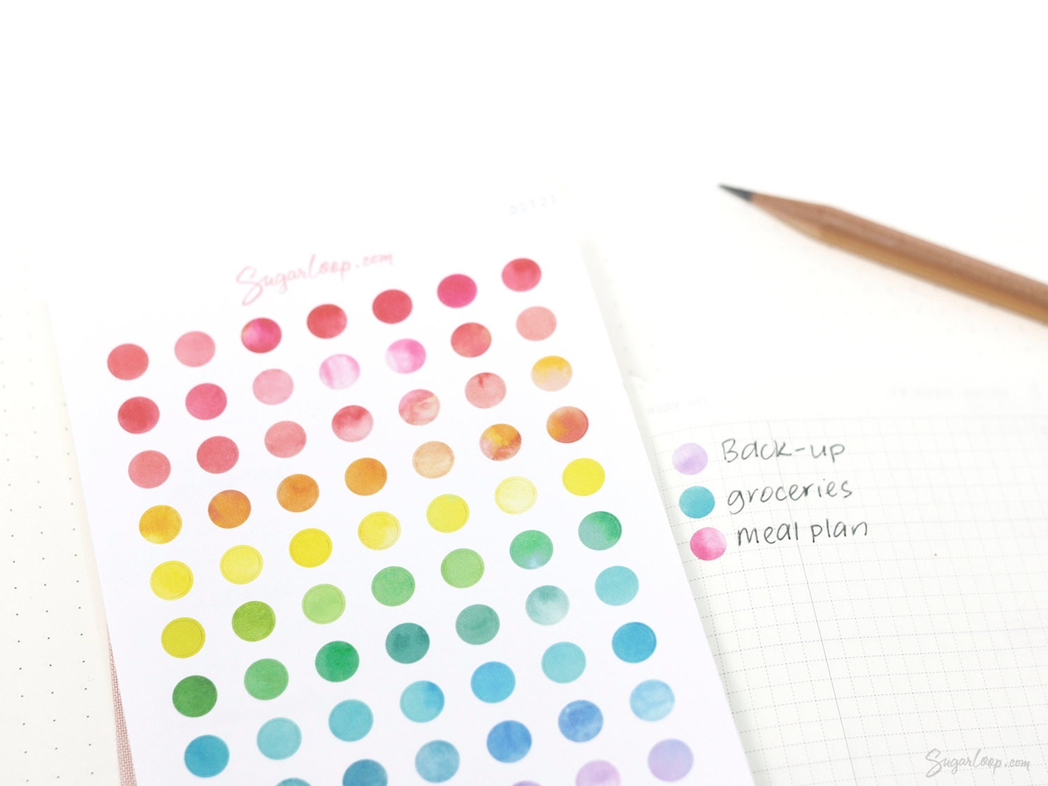 Mini Watercolor Dots Bujo Planner Stickers: 0.25”(6 mm)